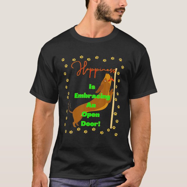 CAMISETA A FELICIDADE DE DACHSHUND ENGRAÇADA ESTÁ A ENTERRA (Frente)