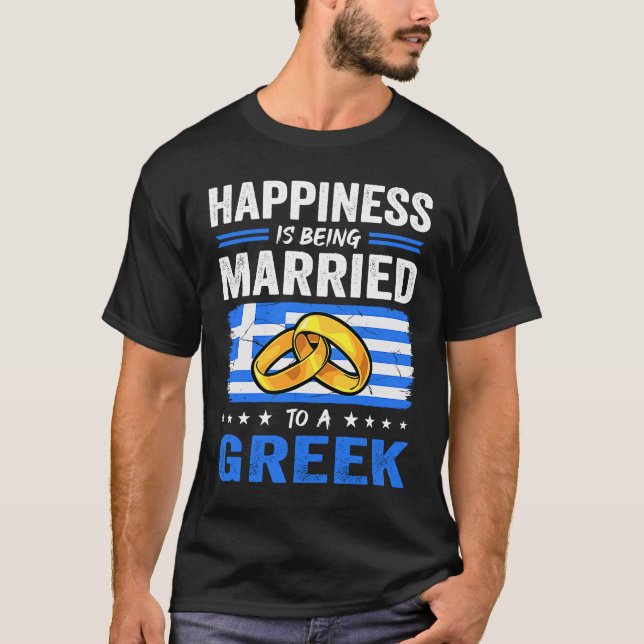 Camiseta A Felicidade É Casada Com Uma Esposa De Marido Gre (Frente)