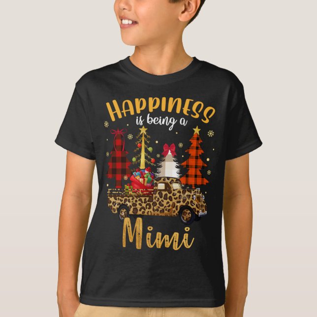Camiseta A Felicidade É Ser Uma Árvore Mimi De Natal Leopar (Frente)