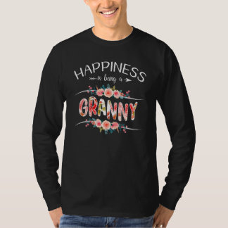 Camiseta A Felicidade É Ser Uma Avó Mulheres Flores Gra