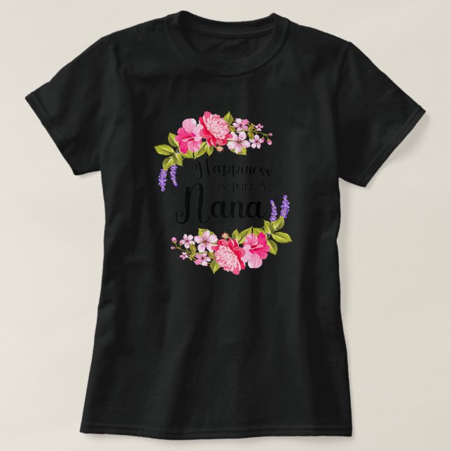 Camiseta A felicidade é ser uma dama floresce as mulheres m (Frente do Design)