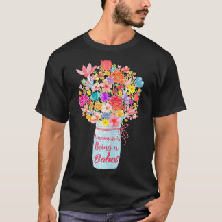 Camiseta A Felicidade É Ser Uma Vovó Babilica Flor Mães