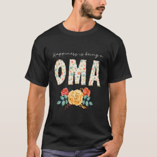 Camiseta A Felicidade É Ser Uma Vovó Floral De Oma