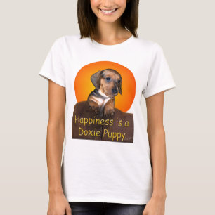 Camiseta A felicidade é um filhote de cachorro do Dachshun