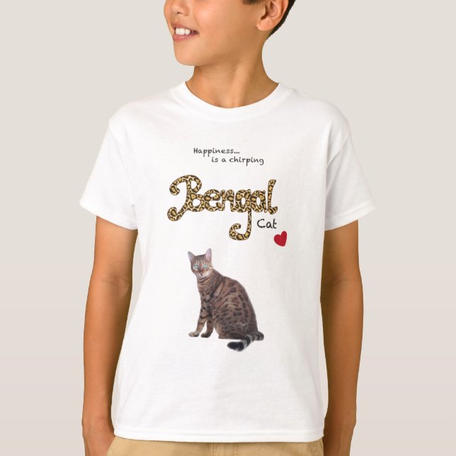 Camiseta A felicidade… é um gato de chilro de Bengal (Frente)