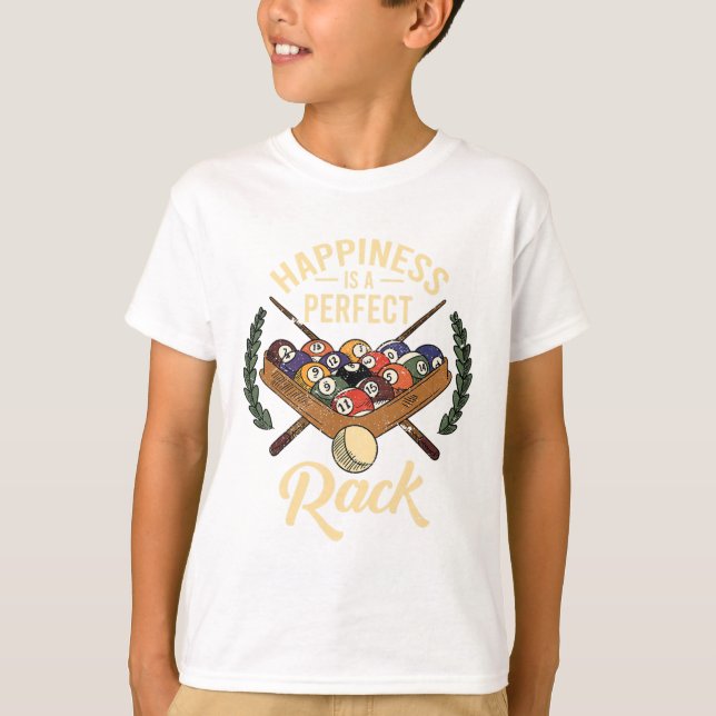 Camiseta A Felicidade É Um Jogo De Bilhar De Rack Perfeito  (Frente)