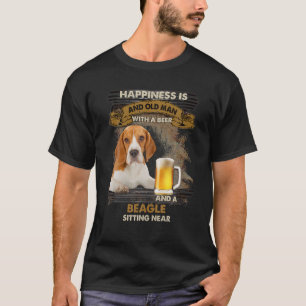 Camiseta A Felicidade É Um Velho Com Um Cão De Beagle Sen