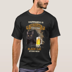 Camiseta A Felicidade É Um Velho Com Uma Cerveja E Uma Chá
