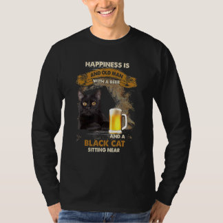 Camiseta A Felicidade É Um Velho Com Uma Cerveja E Uma Chá 