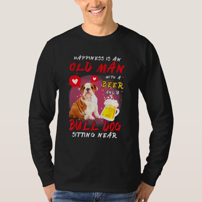 Camiseta A Felicidade É Um Velho Homem Com Cachorro De Cerv (Frente)