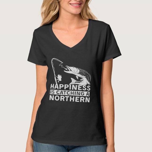 Camiseta A Felicidade Está Pegando Um Peixe De Acampamento  (Frente)
