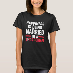 Camiseta a felicidade está sendo casada com um Singap Cinga