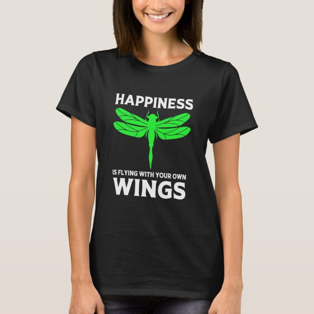 Camiseta A Felicidade Está Voando Com Dragonfly (Frente)