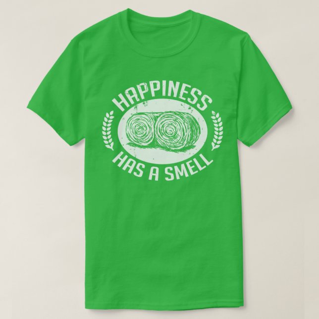 Camiseta A FELICIDADE TEM UM CHEIRO DE branco (Frente do Design)