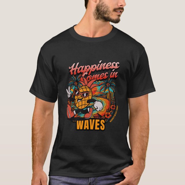 Camiseta A felicidade vem em ondas (Frente)