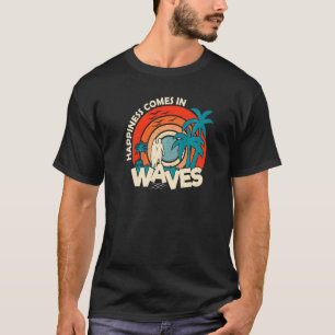 Camiseta A Felicidade Vem No Oceano Oceânico De Praia Da On