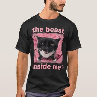 Camiseta A Fera Dentro de Mim Humor de Gato Engraçado Fofo