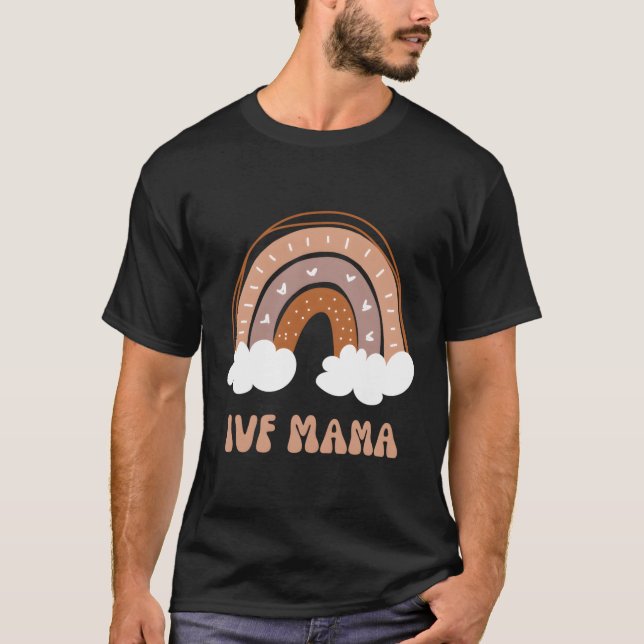 Camiseta A Fertilidade Da Mãe De Ivf Mama Peach Boho Rainbo (Frente)