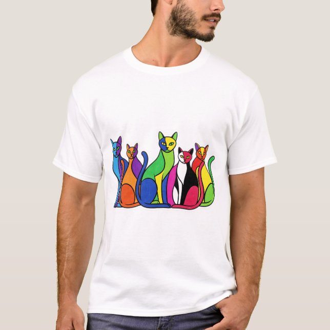 Camiseta A Festa do Gato Colorido (Frente)