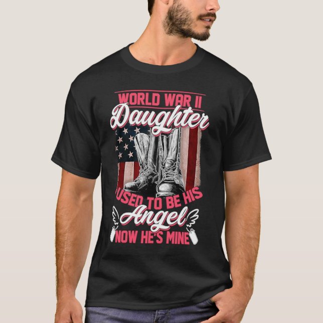 Camiseta A Filha da Segunda Guerra Mundial era seu anjo ago (Frente)