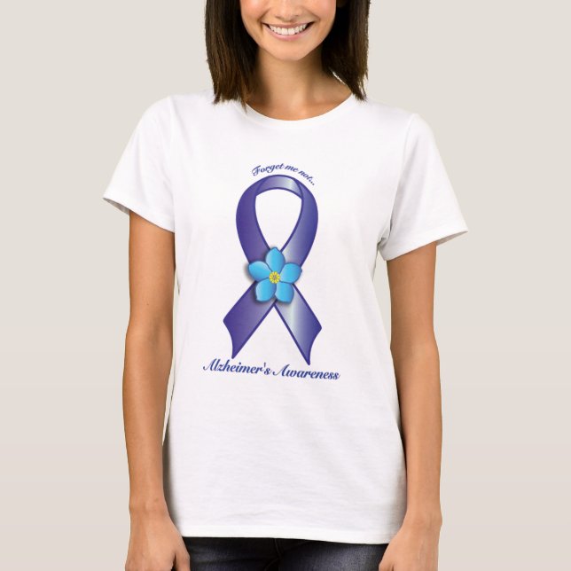 Camiseta A fita da consciência de Alzheimer com esquece-me (Frente)