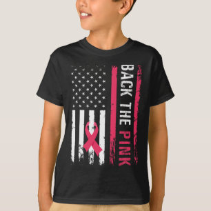 Camiseta A Fita Rosa, Bandeira Americana, Cancer da Mama Aw