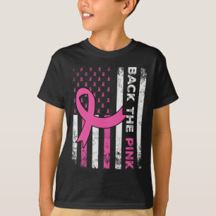 Camiseta A Fita Rosa, Bandeira Americana, Cancer da Mama Aw
