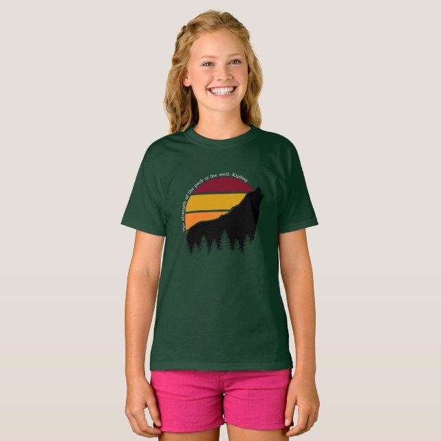 Camiseta A força do pacote é o Wolf Retro Sunset (Frente Completa)