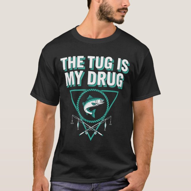 Camiseta A força é minha droga pesca pesca truta humor  (Frente)