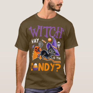 Camiseta A Forma Da Bruxa É O Gato Negro De Bruxa Doce