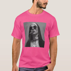 Camiseta A freira quente fuma cigarro, freira rebelde