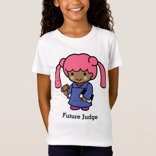 Camiseta A futura Juíza Rapariga com livro e gavel (Frente)