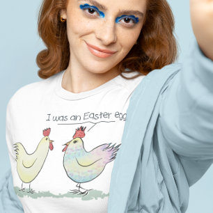 Camiseta A galinha bonito era um ovo da páscoa