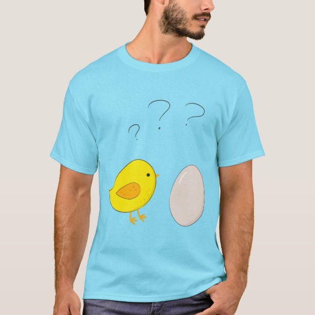 Camiseta A galinha ou o óvulo - Páscoa engraçada (Frente)