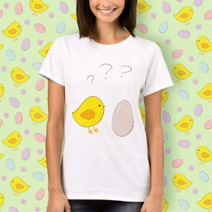 Camiseta A galinha ou os desenhos animados bonitos do ovo