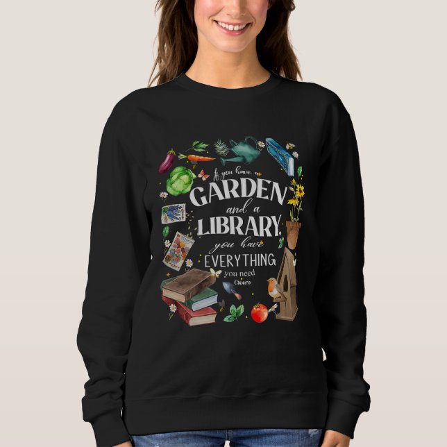 Camiseta A Garden And A Library Gardening & Reading  Men Wo (Frente)