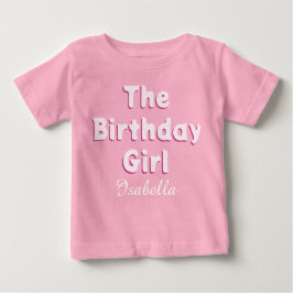 Camiseta A garota de aniversário rosa fofa