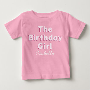 Camiseta A garota de aniversário rosa fofa