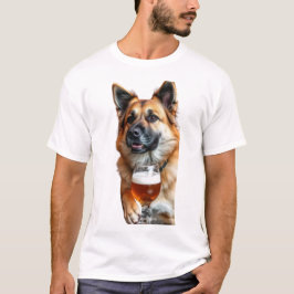 Camiseta a German Shepherd drinking a beer