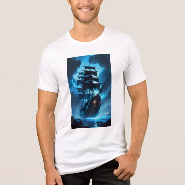 Camiseta a ghost ship, a pirate ship, a foggy ship, the Fly (Frente)
