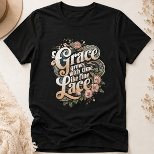 Camiseta A Graça Cresce Como um Belo Desenho Floral Vintage
