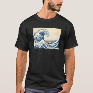 Camiseta A Grande Onda De Kanagawa De Gatos Surfando Felino