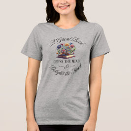 Camiseta A Great Book Delights Floral