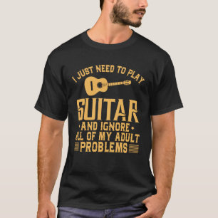 Camiseta A guitarra engraçada ignora meus problemas adulto