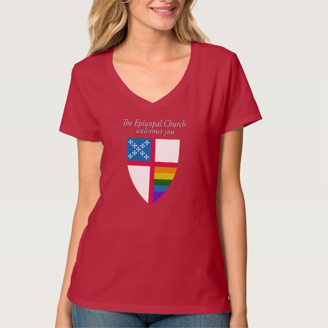 Camiseta A igreja episcopal dá-lhe boas-vindas LGBTQ (Frente)