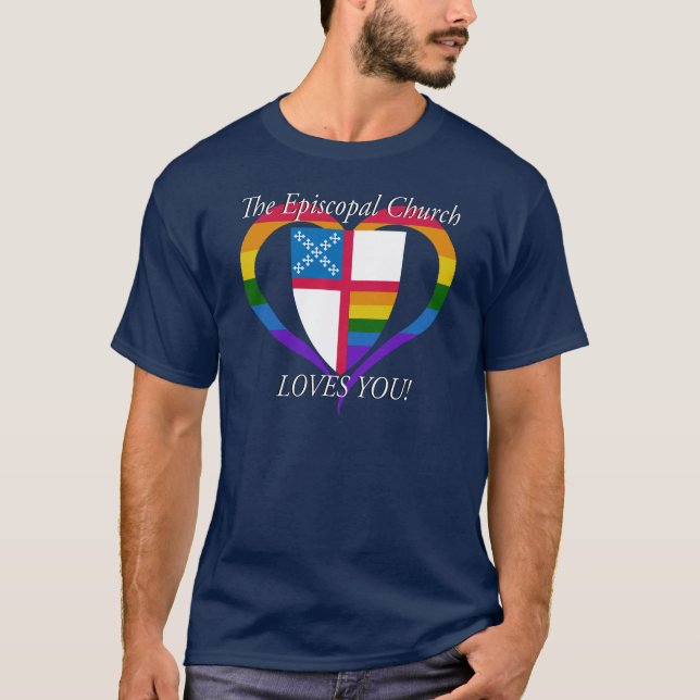 Camiseta A Igreja Episcopal Te Ama LGBTQ (Frente)