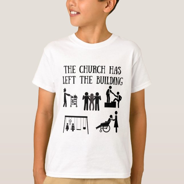 Camiseta A igreja saiu da construção (Frente)