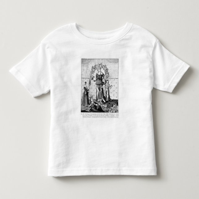 Camiseta A imagem da dama Astrologia com os três (Frente)