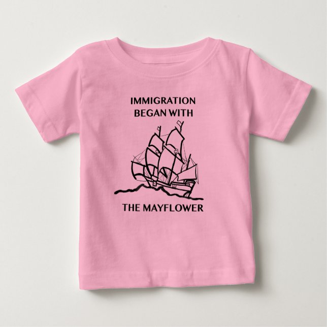 Camiseta A imigração começou com o Mayflower (Frente)