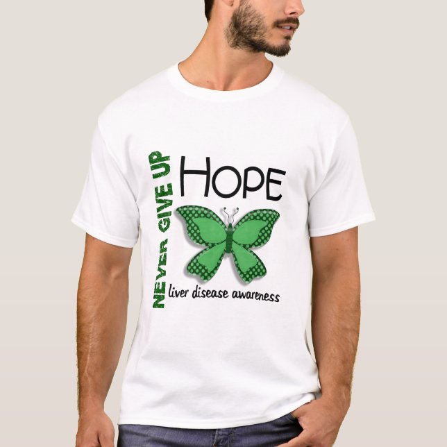 Camiseta A infecção hepática nunca dá acima a borboleta 4,1 (Frente)